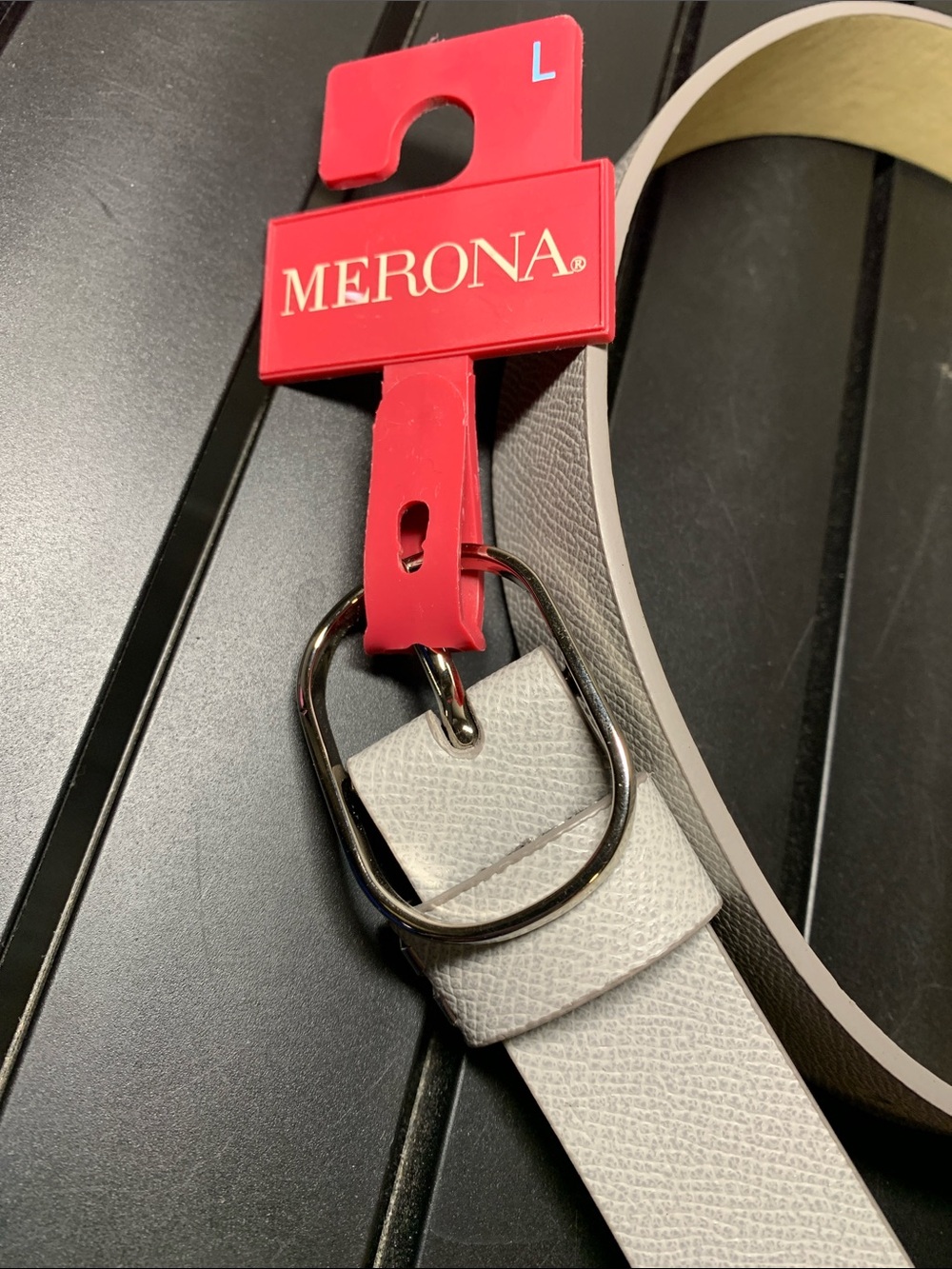 Merona Grey Belt Size L - Picture 6 of 12